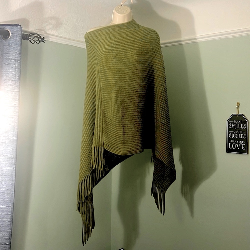 Poncho with fringe